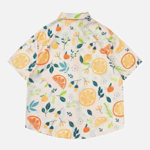 Concert Outfit Orange Print Short Sleeve Shirt