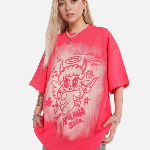 Concert Outfit Oversized Angel Graphic T-Shirt