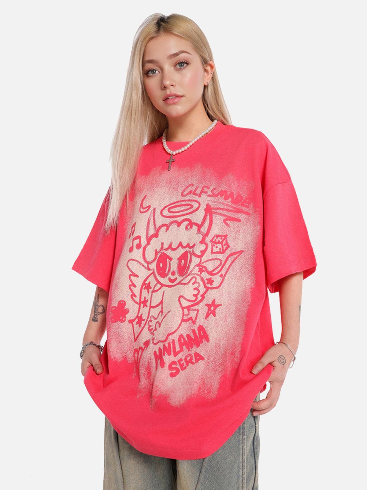 Concert Outfit Oversized Angel Graphic T-Shirt Concert Outfit Oversized Angel Graphic T-Shirt
