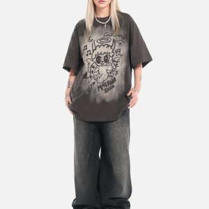 Concert Outfit Oversized Angel Graphic T-Shirt