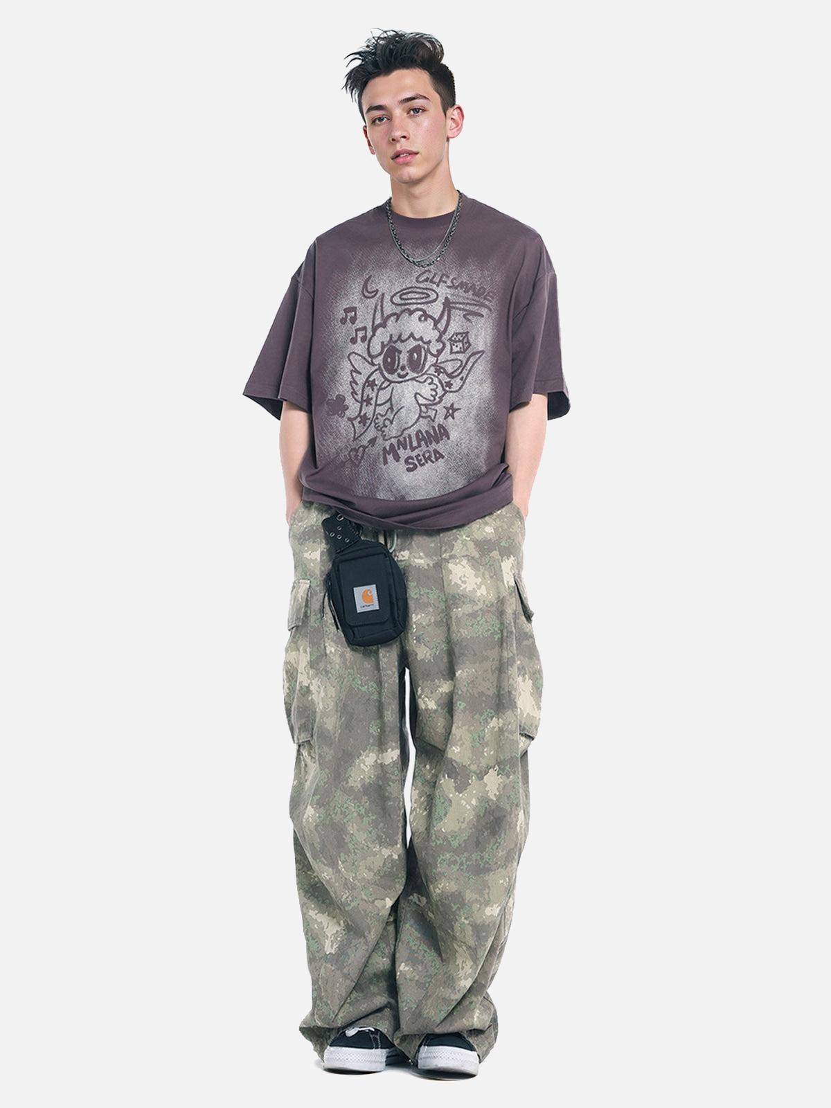 Concert Outfit Oversized Angel Graphic T-Shirt Concert Outfit Oversized Angel Graphic T-Shirt