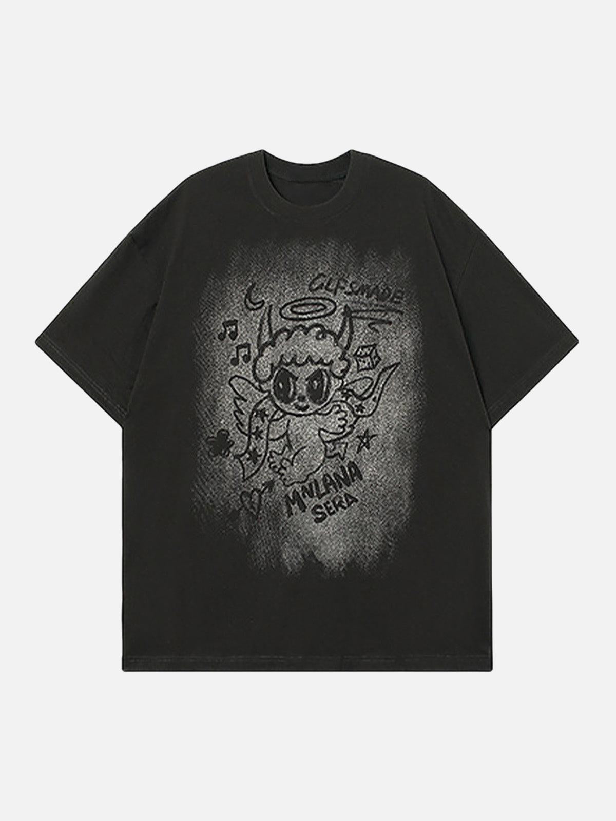 Concert Outfit Oversized Angel Graphic T-Shirt Concert Outfit Oversized Angel Graphic T-Shirt