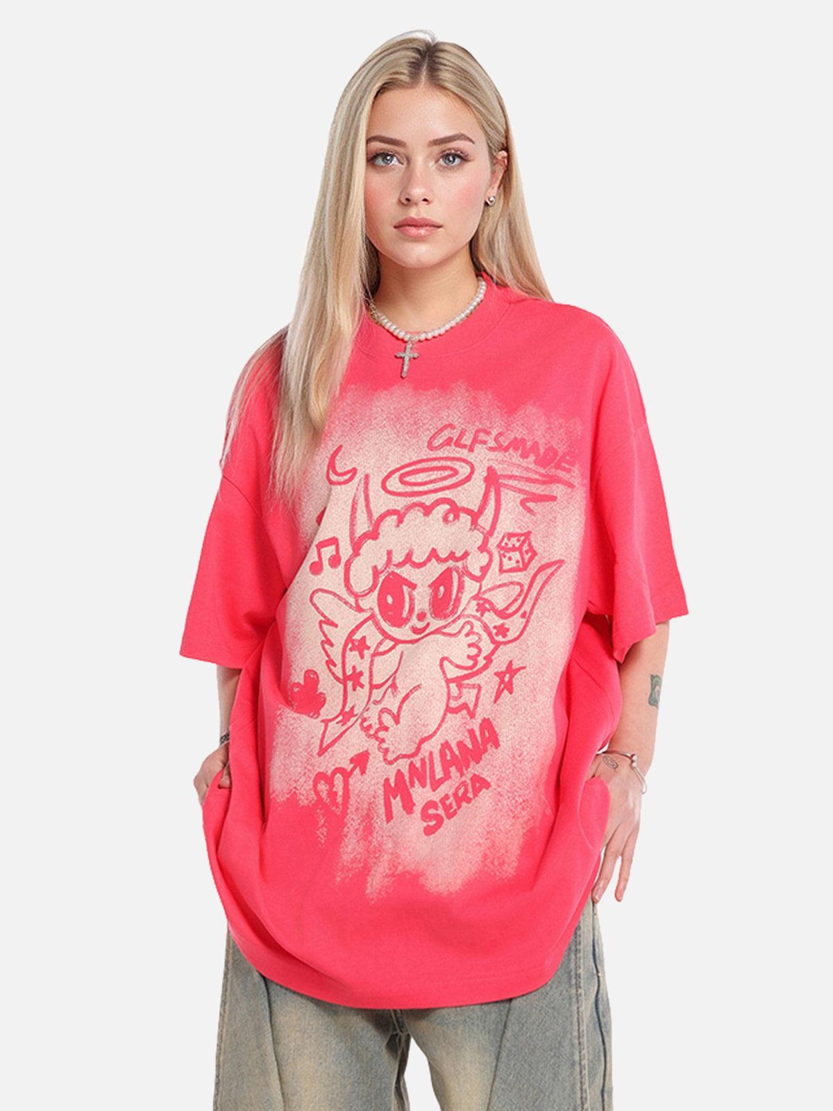 Concert Outfit Oversized Angel Graphic T-Shirt Concert Outfit Oversized Angel Graphic T-Shirt