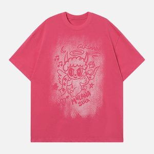 Concert Outfit Oversized Angel Graphic T-Shirt