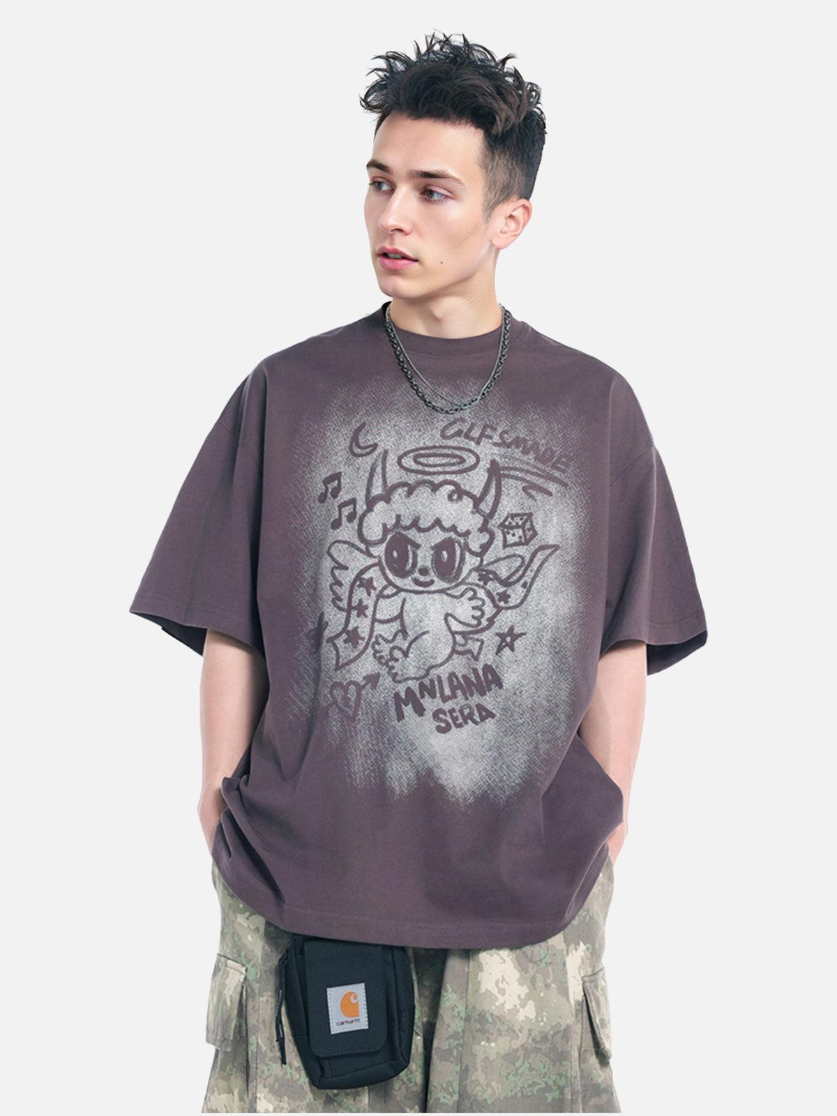 Concert Outfit Oversized Angel Graphic T-Shirt Concert Outfit Oversized Angel Graphic T-Shirt