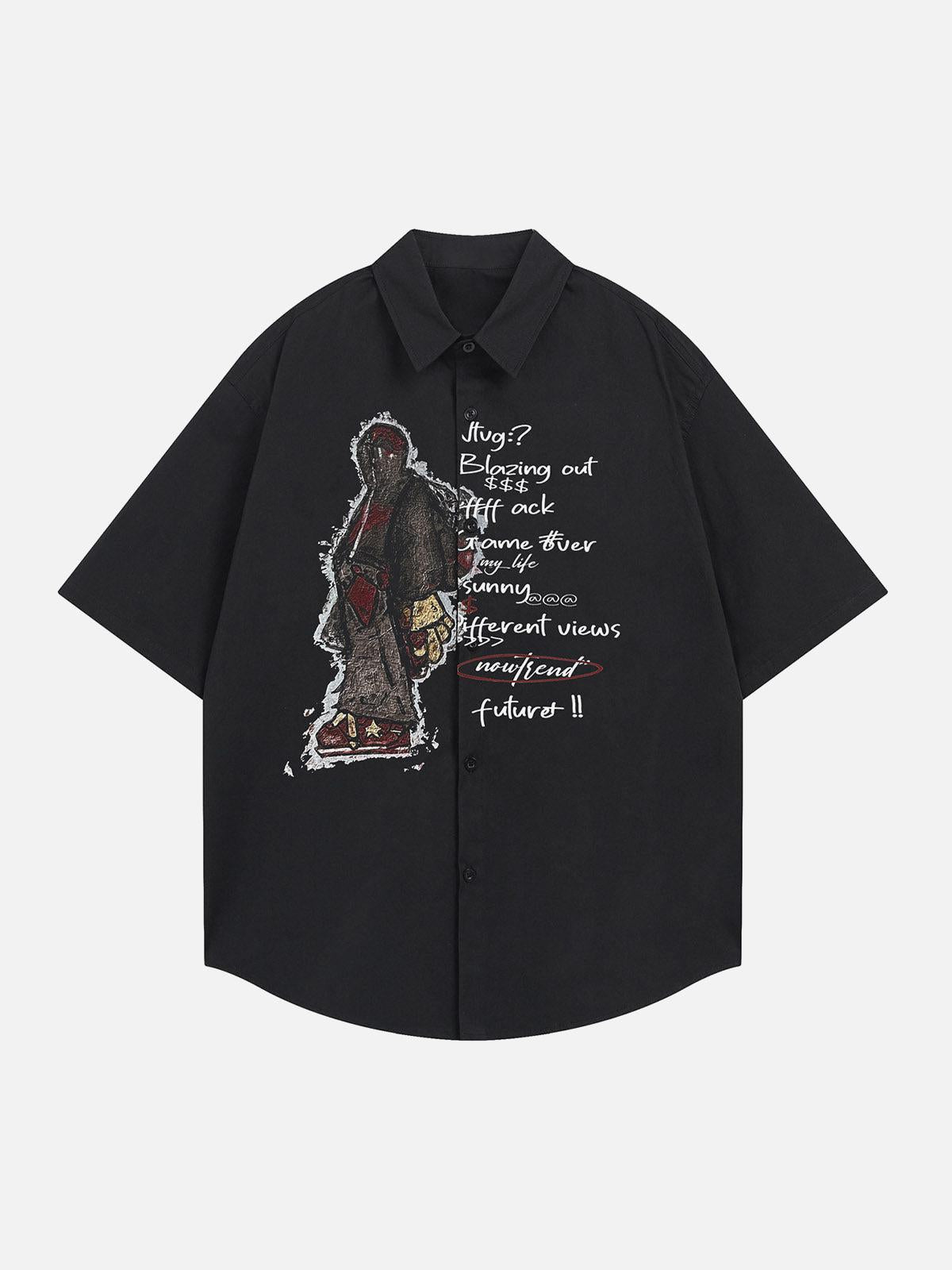 Concert Outfit Oversized Graphic Cartoon Letter Print Short-Sleeve Shirt Concert Outfit Oversized Graphic Cartoon Letter Print Short-Sleeve Shirt