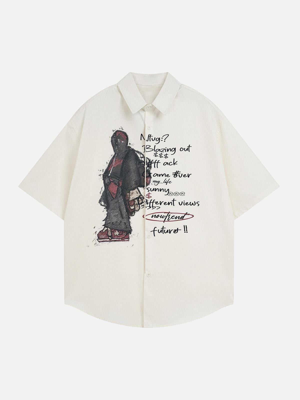 Concert Outfit Oversized Graphic Cartoon Letter Print Short-Sleeve Shirt Concert Outfit Oversized Graphic Cartoon Letter Print Short-Sleeve Shirt