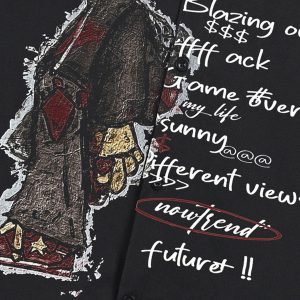 Concert Outfit Oversized Graphic Cartoon Letter Print Short-Sleeve Shirt