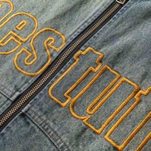 Concert Outfit Oversized Hip-Hop Embroidered Patch Denim Jacket