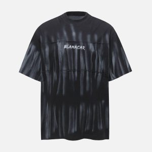 Concert Outfit Oversized Tie-Dye Embroidered Letter T-Shirt