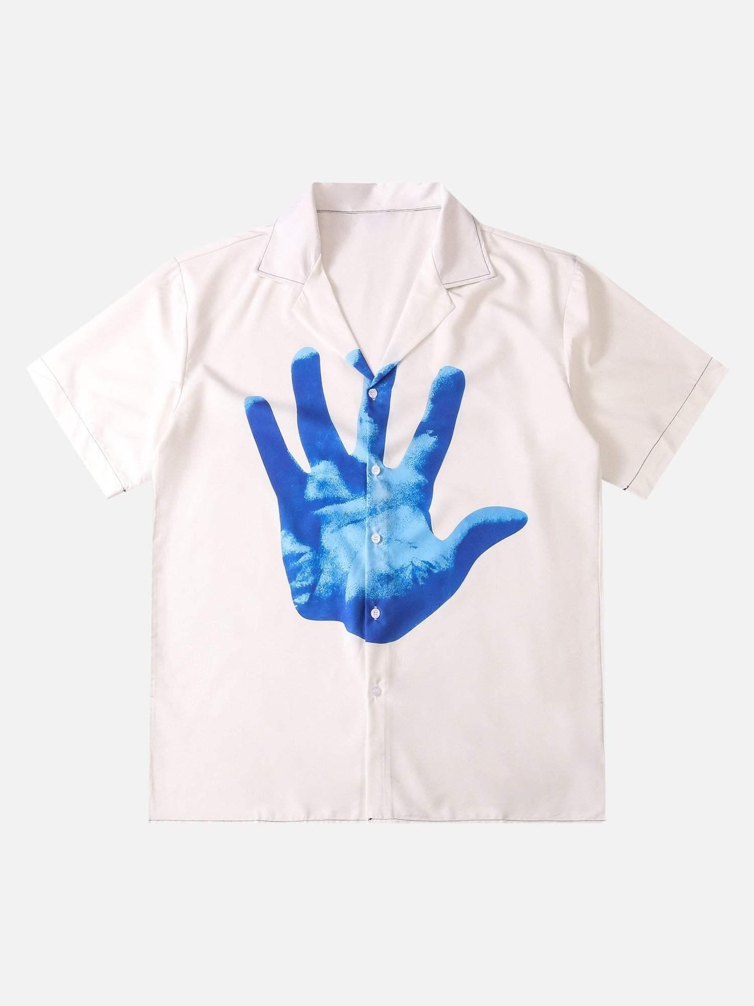 Concert Outfit Palm Digital Print Loose Lapel Short Sleeve Shirt Concert Outfit Palm Digital Print Loose Lapel Short Sleeve Shirt