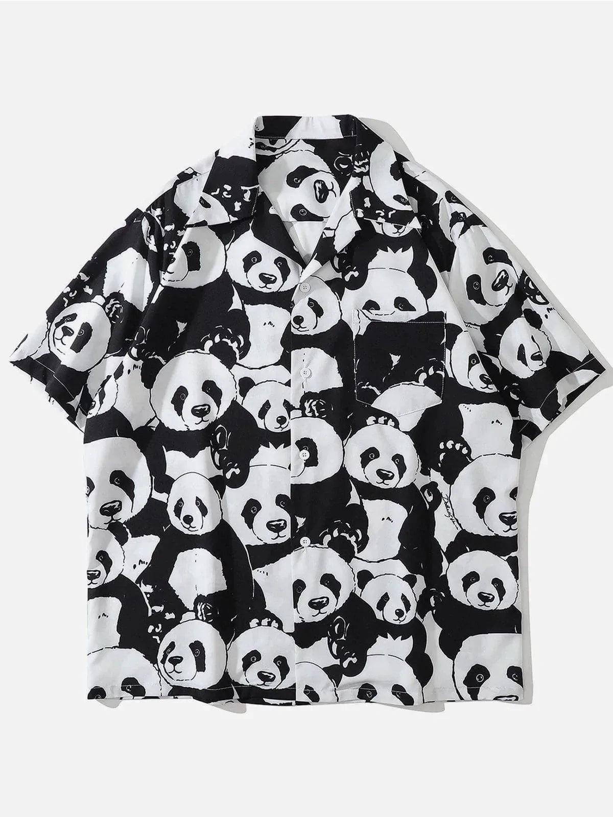 Concert Outfit Panda Print Short-Sleeved Shirt Concert Outfit Panda Print Short-Sleeved Shirt
