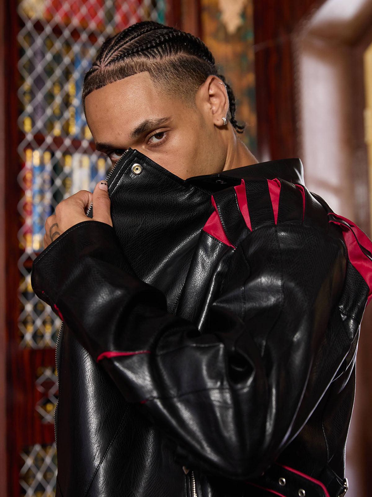 Concert Outfit Paneled Spine Pleated Cropped Leather Biker Jacket Concert Outfit Paneled Spine Pleated Cropped Leather Biker Jacket