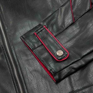 Concert Outfit Paneled Spine Pleated Cropped Leather Biker Jacket