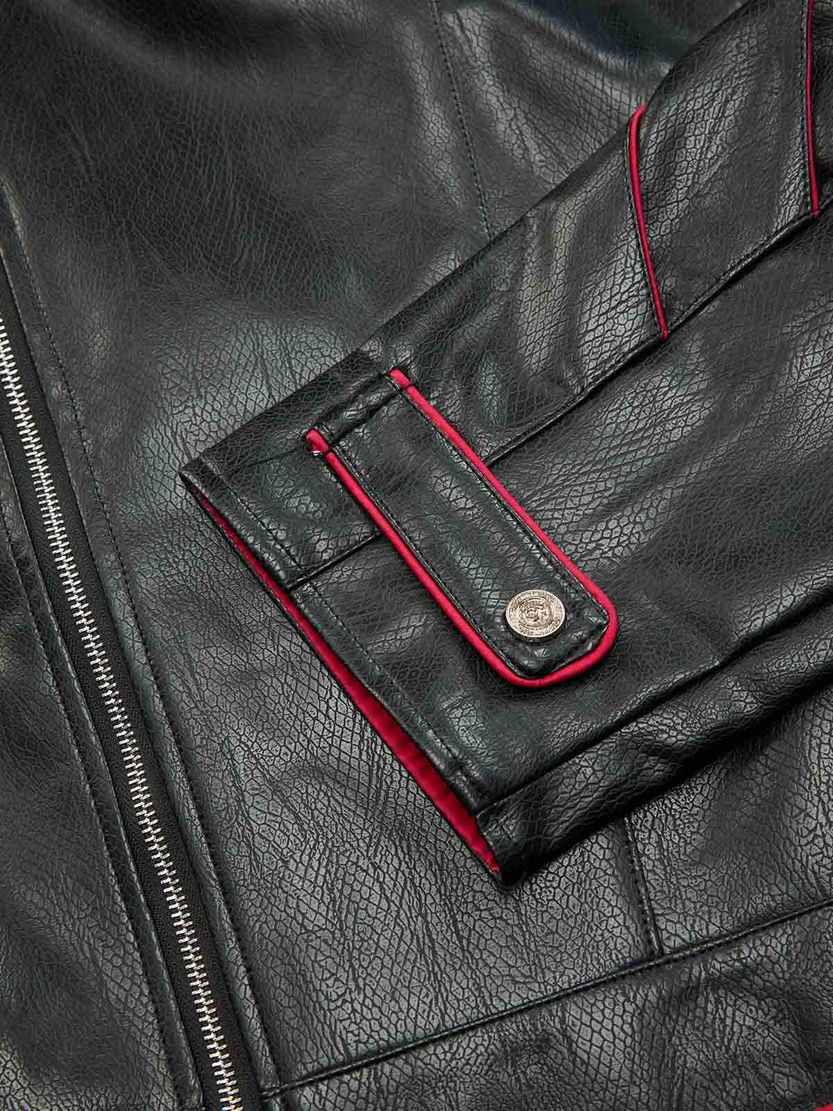 Concert Outfit Paneled Spine Pleated Cropped Leather Biker Jacket Concert Outfit Paneled Spine Pleated Cropped Leather Biker Jacket