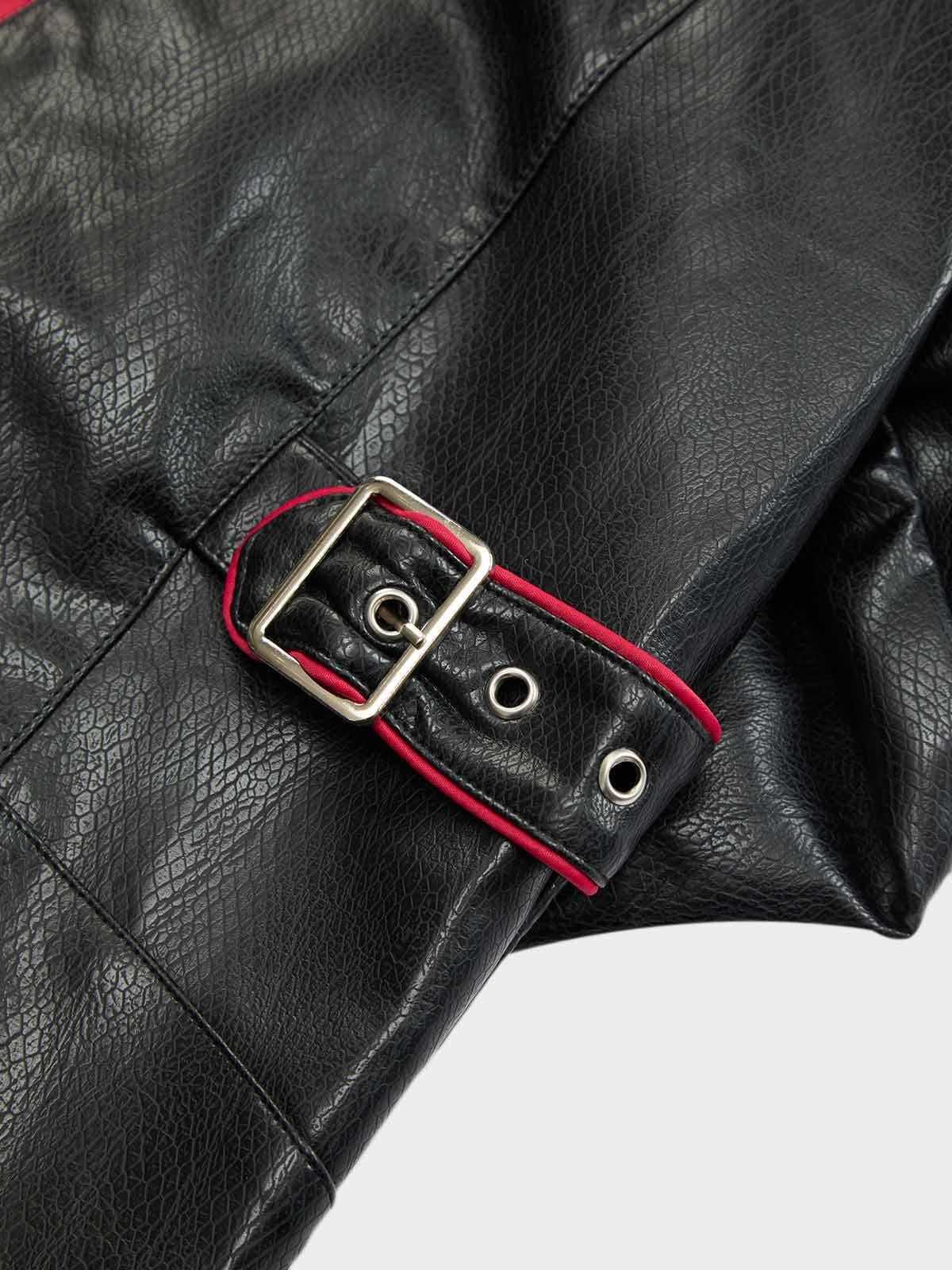 Concert Outfit Paneled Spine Pleated Cropped Leather Biker Jacket Concert Outfit Paneled Spine Pleated Cropped Leather Biker Jacket