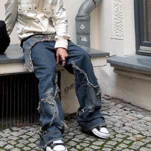 Concert Outfit Patch Embroidered Straight-Leg Jeans