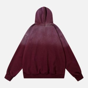 Concert Outfit Patch Lettering Embroidered Gradient Color Hoodie