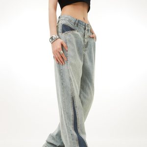 Concert Outfit Patchwork Color Blocking Jeans