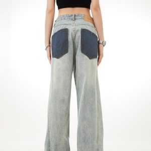 Concert Outfit Patchwork Color Blocking Jeans