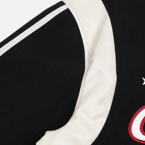 Concert Outfit Patchwork Contrast Embroidered Baseball Jacket