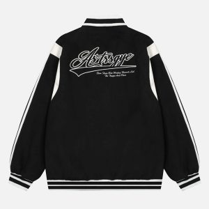 Concert Outfit Patchwork Contrast Embroidered Baseball Jacket