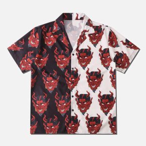 Concert Outfit Patchwork Devil Short Sleeve Shirt