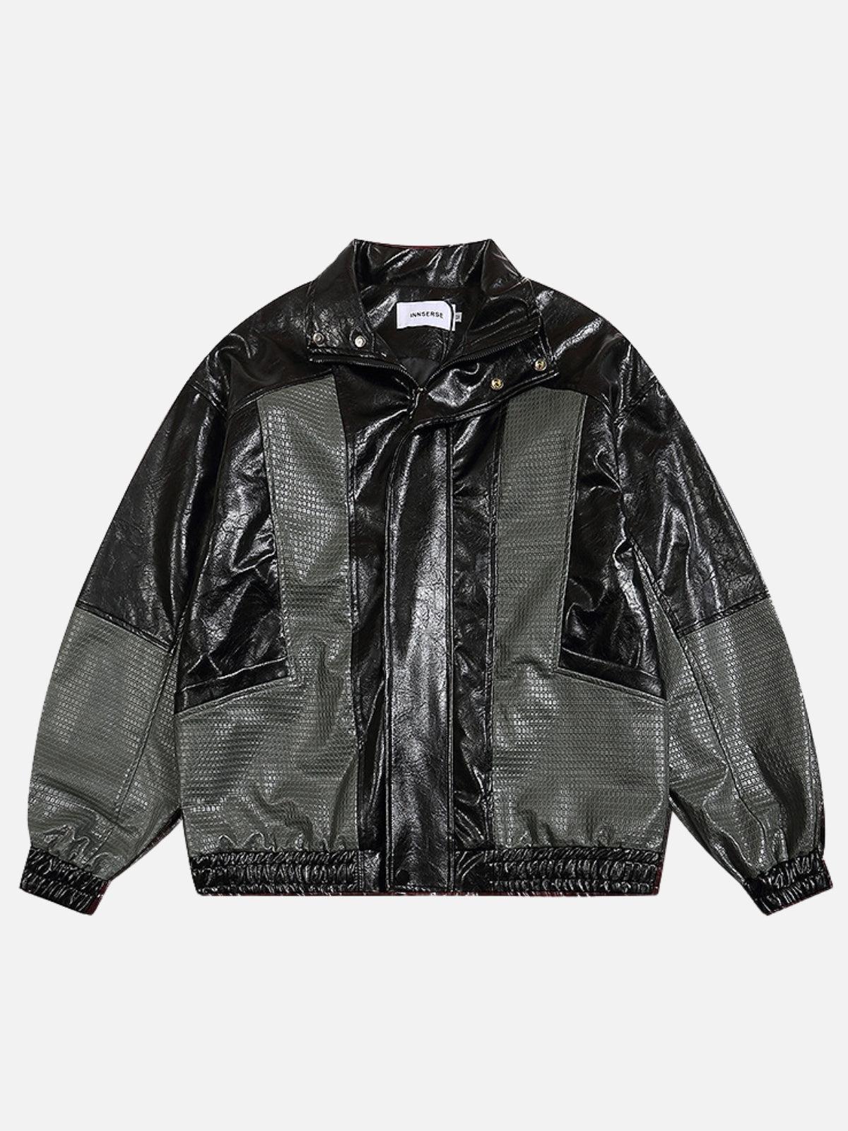 Concert Outfit Patchwork Faux Leather Jacket Concert Outfit Patchwork Faux Leather Jacket