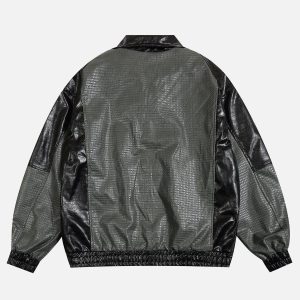 Concert Outfit Patchwork Faux Leather Jacket