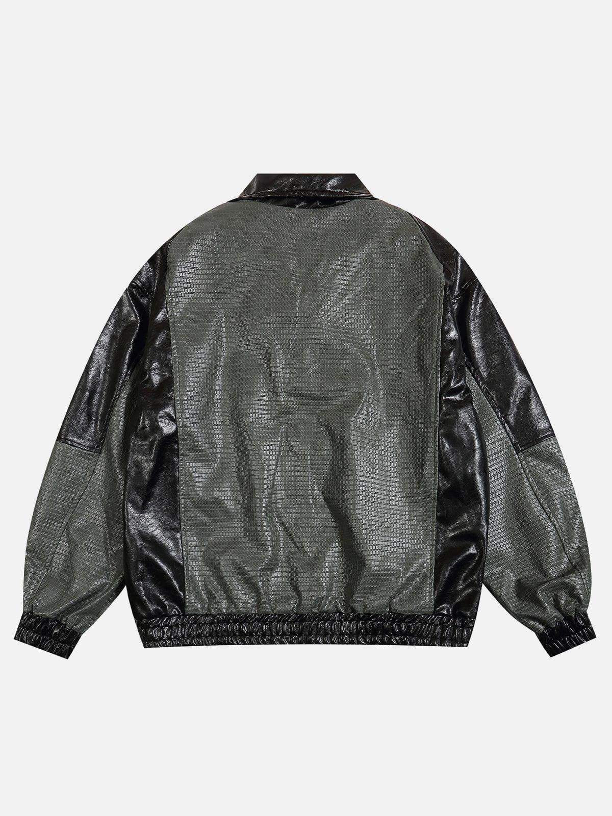 Concert Outfit Patchwork Faux Leather Jacket Concert Outfit Patchwork Faux Leather Jacket