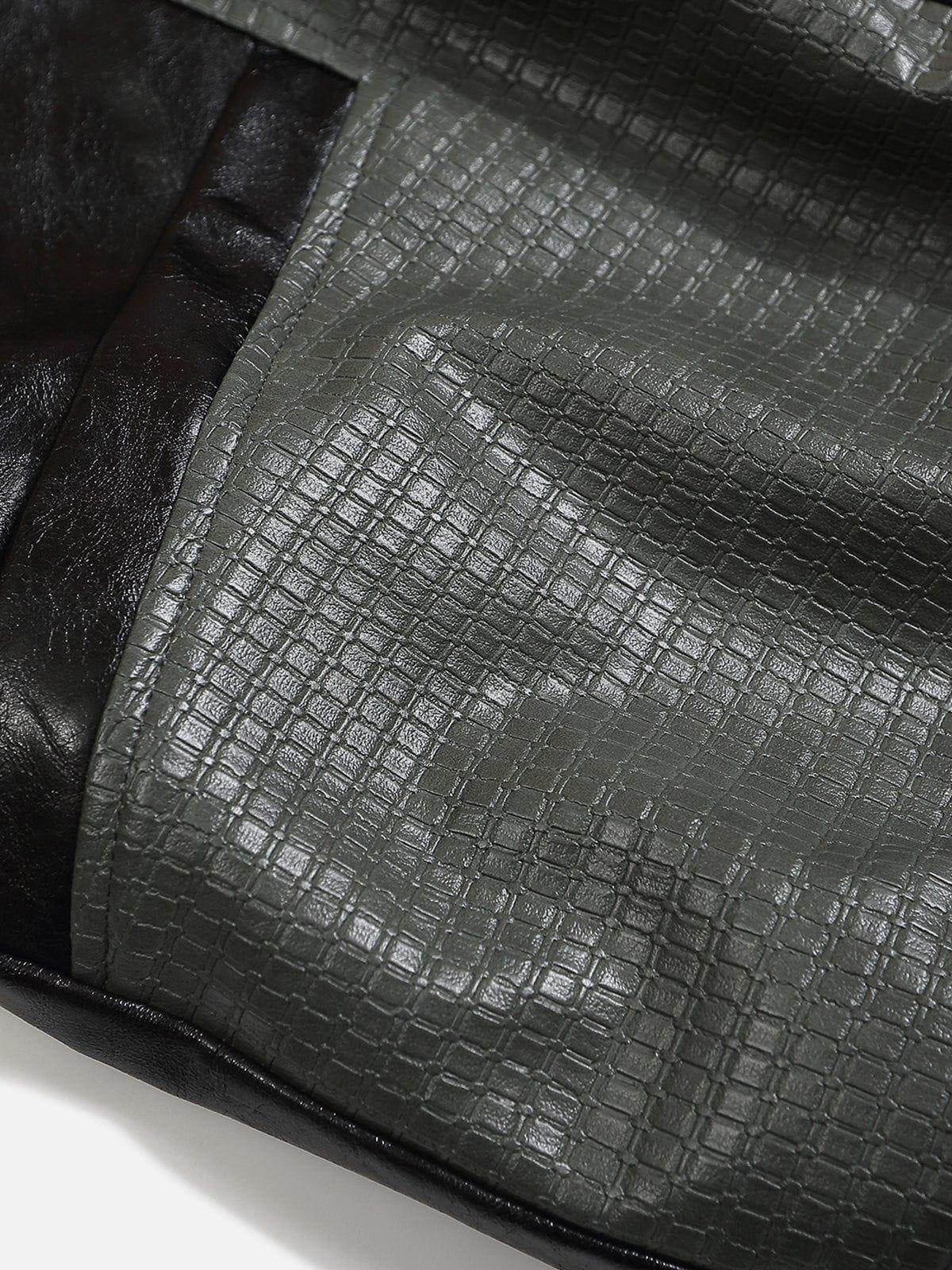 Concert Outfit Patchwork Faux Leather Jacket Concert Outfit Patchwork Faux Leather Jacket