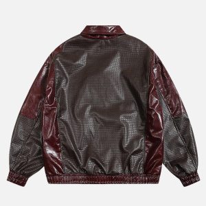Concert Outfit Patchwork Faux Leather Jacket