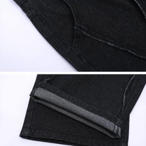 Concert Outfit Patchwork Folds Loose Jeans