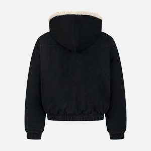 Concert Outfit Patchwork Fur Hooded Quilted Jacket