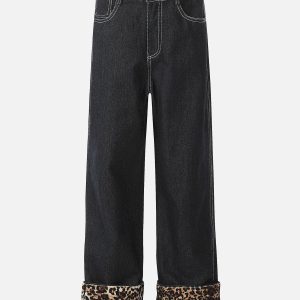 Concert Outfit Patchwork Leopard Print Jeans