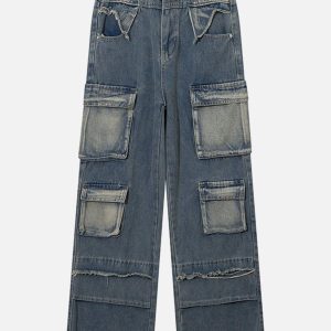 Concert Outfit Patchwork Multi-Pocket Jeans