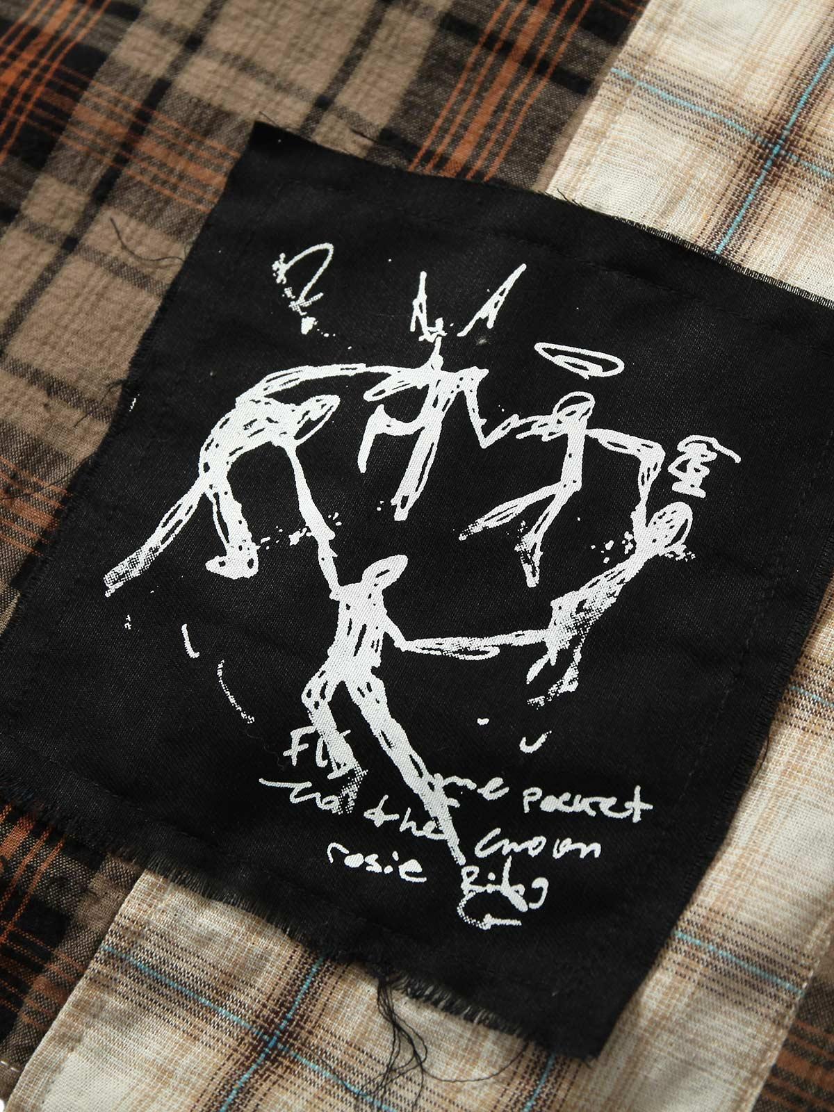 Concert Outfit Patchwork Plaid Short-Sleeve Shirt Concert Outfit Patchwork Plaid Short-Sleeve Shirt