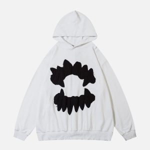 Concert Outfit Patchwork Print Tooth Washed Hoodie