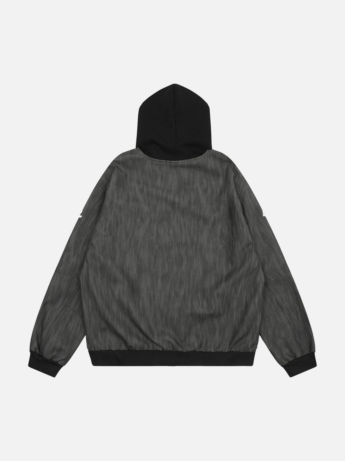 Concert Outfit Patchwork Print Zip Up Hooded Jacket Concert Outfit Patchwork Print Zip Up Hooded Jacket