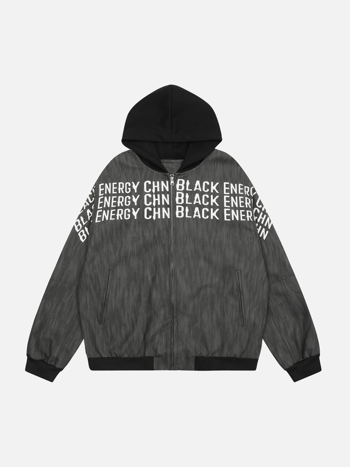 Concert Outfit Patchwork Print Zip Up Hooded Jacket Concert Outfit Patchwork Print Zip Up Hooded Jacket