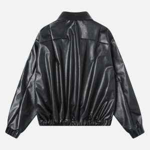 Concert Outfit Patchwork Pu Leather Motorcycle Jacket