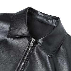 Concert Outfit Patchwork Pu Leather Motorcycle Jacket