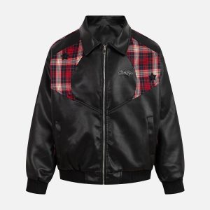 Concert Outfit Patchwork PU Leather Quilted Jacket