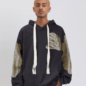 Concert Outfit Patchwork Skeleton Hoodie