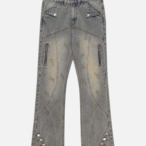Concert Outfit Patchwork Stressed Jeans