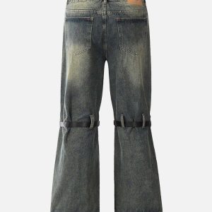 Concert Outfit Patchwork Tie Design Micro Flare Jeans