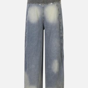 Concert Outfit Patchwork Waist Wrinkle Loose Jeans
