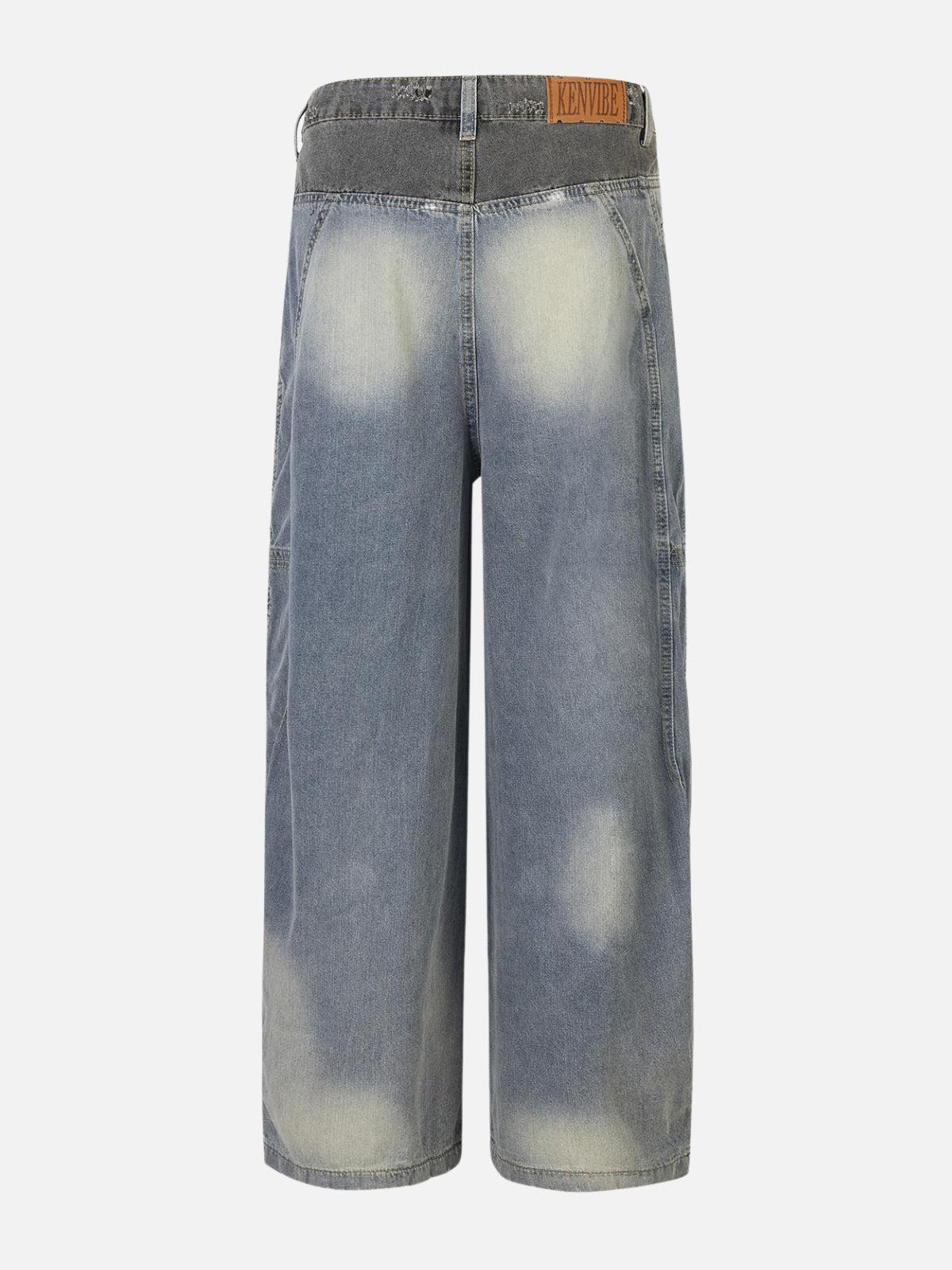 Concert Outfit Patchwork Waist Wrinkle Loose Jeans Concert Outfit Patchwork Waist Wrinkle Loose Jeans