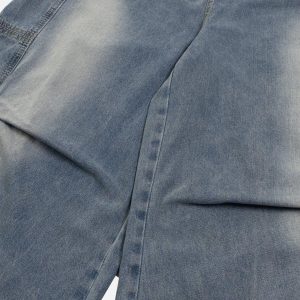 Concert Outfit Patchwork Waist Wrinkle Loose Jeans