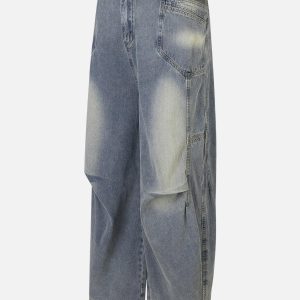 Concert Outfit Patchwork Waist Wrinkle Loose Jeans